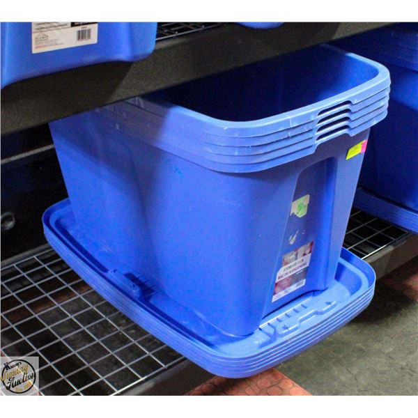 5 TUFF STORE ZERO NEST STORAGE TOTES WITH LIDS