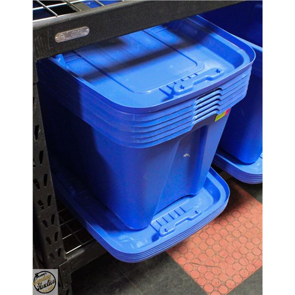 5 TUFF STORE ZERO NEST STORAGE TOTES WITH LIDS