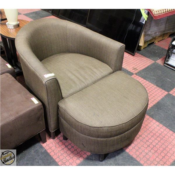 FABRIC OVERSIZED CHAIR AND OTTOMAN