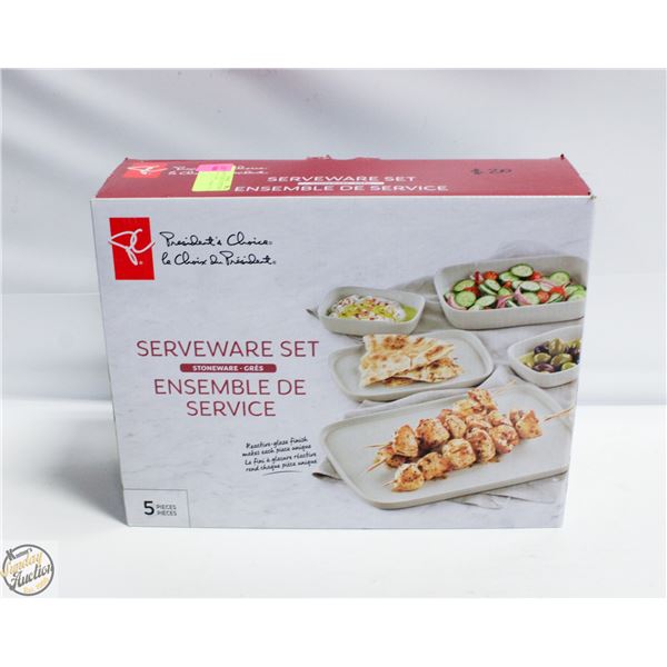PRESIDENTS CHOICE STONE WARE SERVING SET NEW