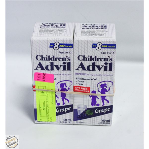 2 NEW SEALED CHILDRENS ADVIL GRAPE