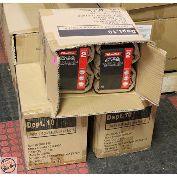 UNCLAIMED 3 CASES OF NEW UNIVERSAL CAR SEAT COVERS
