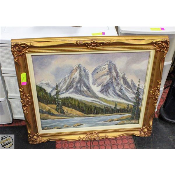OIL ON BOARD 20" X 24" ALBERTA MOUNTAIN SCENE