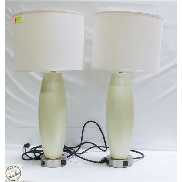 PAIR OF SHOWHOME LAMPS WITH CHARGING OUTLET