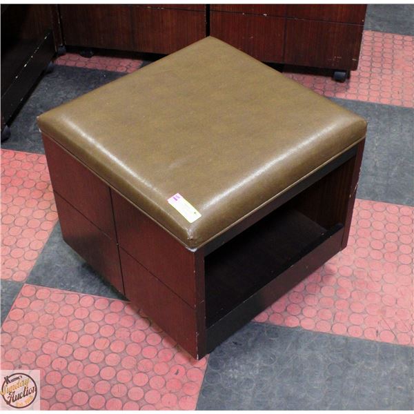 ROLLING LEATHERETTE TOP STORAGE OTTOMAN
