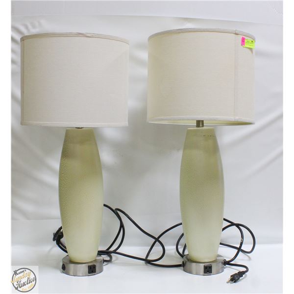 PAIR OF SHOWHOME LAMPS WITH CHARGING OUTLETS