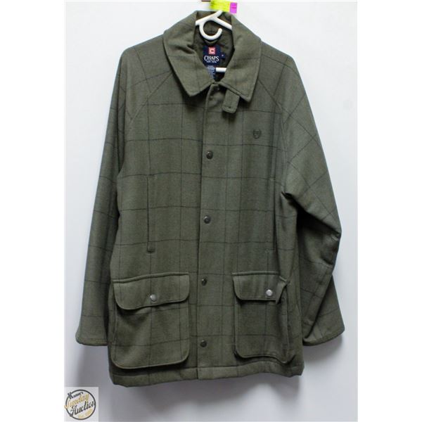 MENS 90% WOOL ZIP COAT, LINNED CHAPS