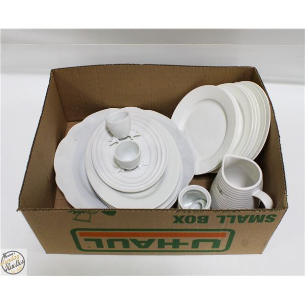 WHITE STONEWARE DISHES & SERVING WARE