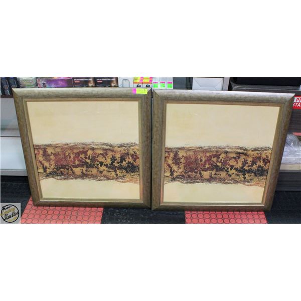 PAIR OF FRAMED ART PRINTS 29" X 29"
