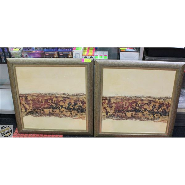 PAIR OF FRAMED ART PRINTS 29" X 29"