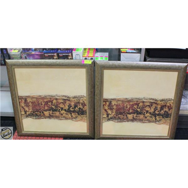 PAIR OF FRAMED ART PRINTS 29" X 29"