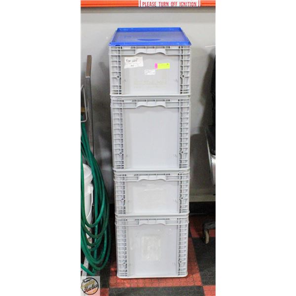 LOT OF 4 STORAGE TOTES WITH LIDS