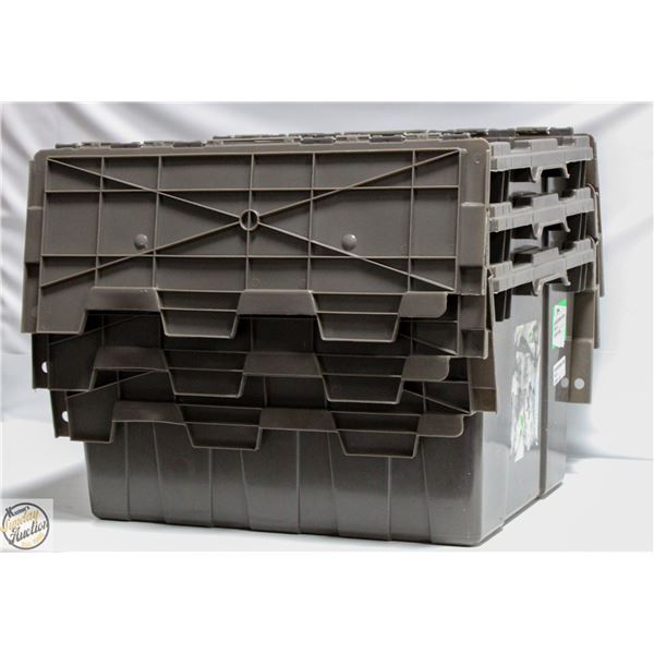 3 STACKING TOTES WITH LIDS