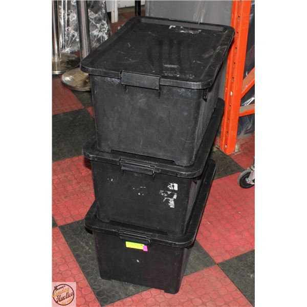3 STACKING TOTES WITH LIDS