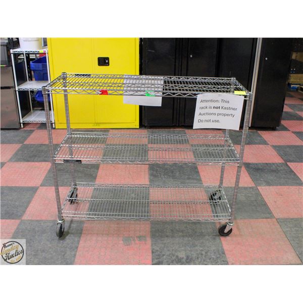COMMERCIAL STAINLESS STEEL RACK ON CASTORS