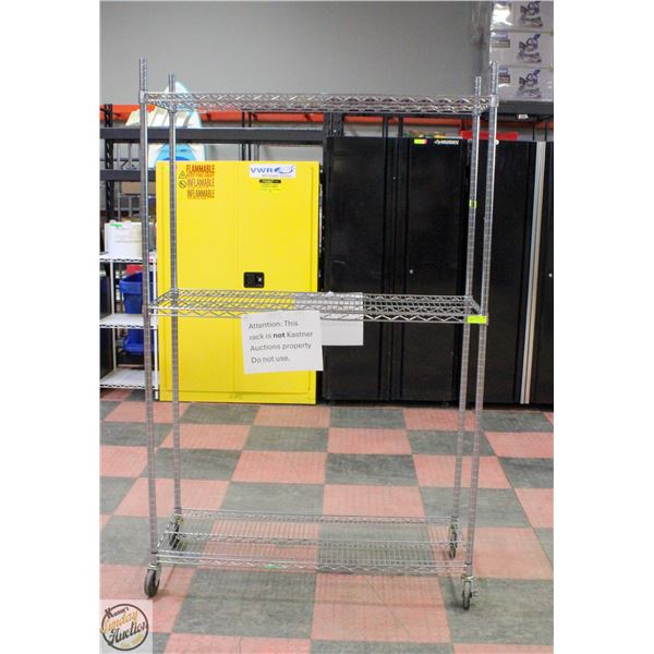 COMMERCIAL STAINLESS STEEL RACK ON CASTORS