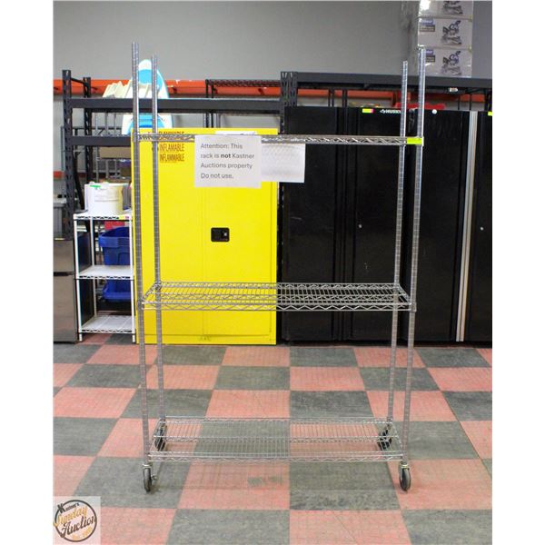 COMMERCIAL STAINLESS STEEL RACK ON CASTORS