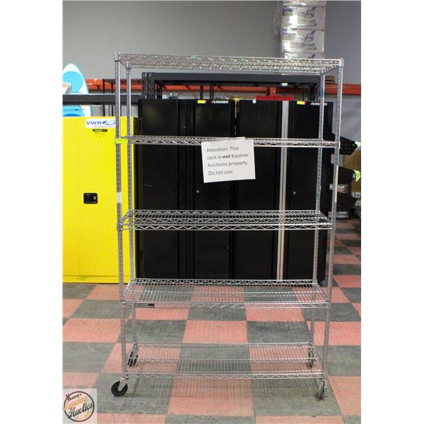 COMMERCIAL STAINLESS STEEL RACK ON CASTORS