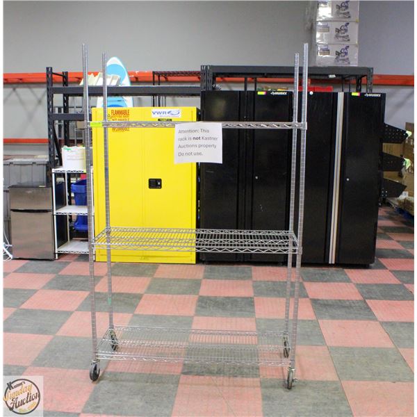 COMMERCIAL STAINLESS STEEL RACK ON CASTORS