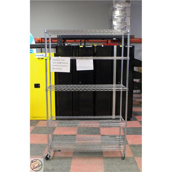 COMMERCIAL STAINLESS STEEL RACK ON CASTORS