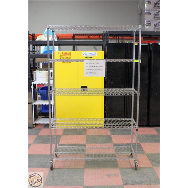 COMMERCIAL STAINLESS STEEL RACK ON CASTORS