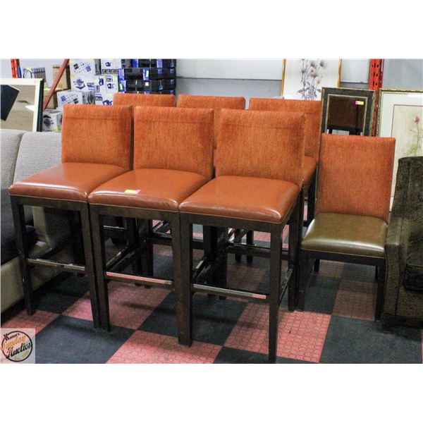 SET OF 7 BURNT ORANGE ARMLESS CHAIRS