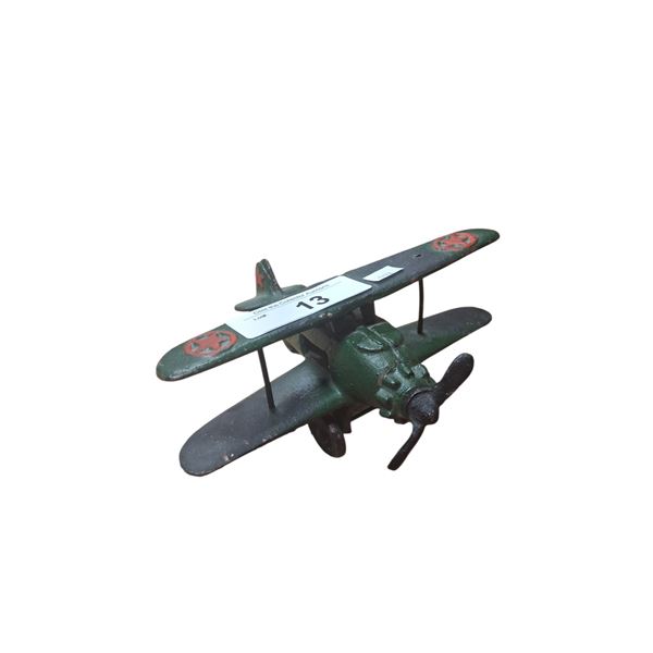 Old cast iron biplane toy 7.5"x7"x3.5"