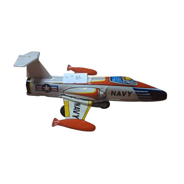 Tin toy Navy airplane made in Japan 5"