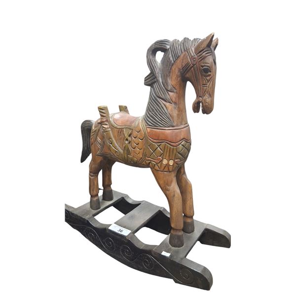 Detailed wooden decorator rocking horse 25"x22"x8"