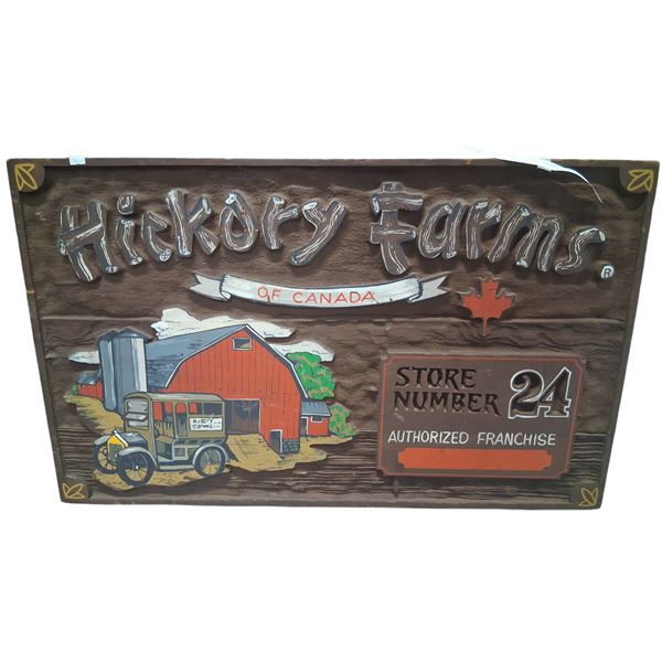 Rare early vintage Hickory Farms wood sign 36"x22"