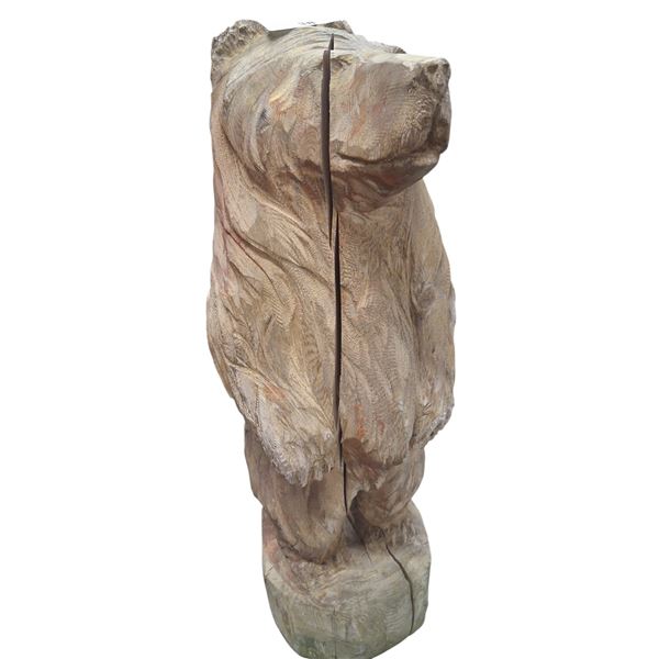 Nicely carved wooden bear statue 37"