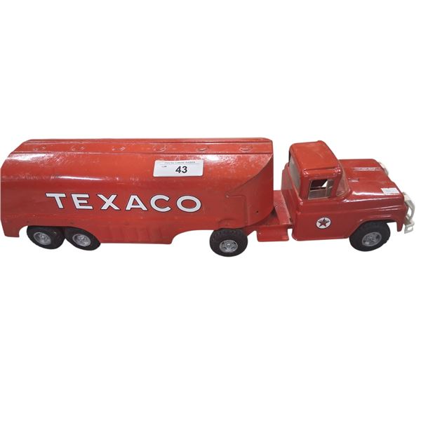 Vintage 60s Buddy L Texaco tanker truck, pressed steel 24"