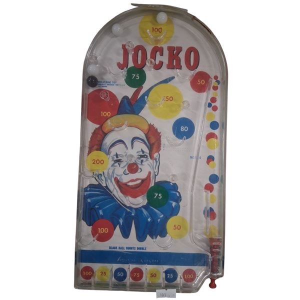Vintage Jocko the clown mini pinball game, fun to play, 13"x6.5"