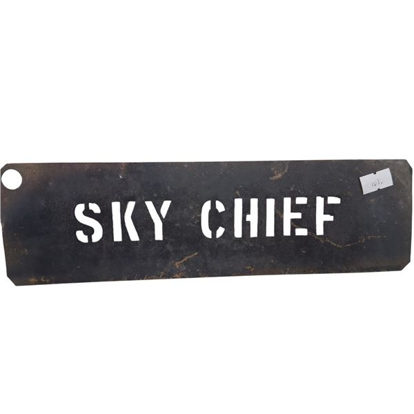 Vintage metal Sky Chief pump stencil 10.5"x3"