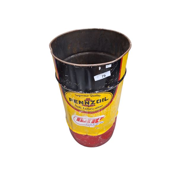 5 gallon Penzzoil barrel/trash can 27" tall