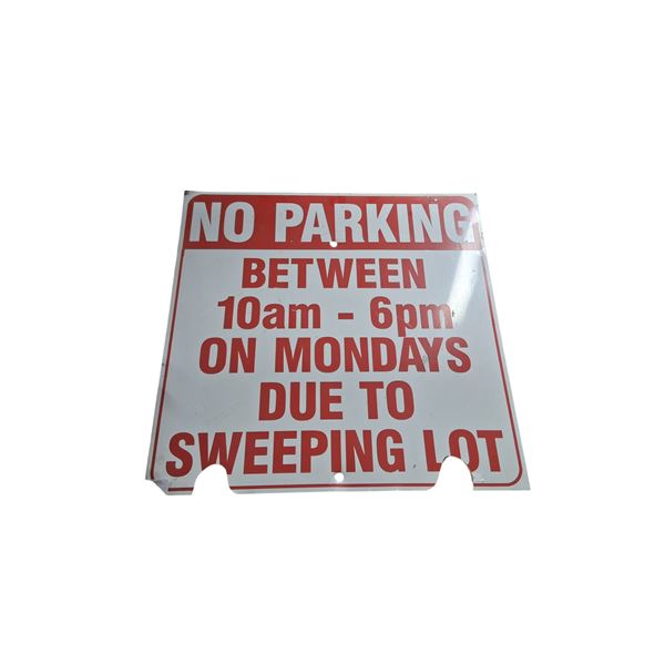 Vintage No Parking sign 25"x24" on signboard