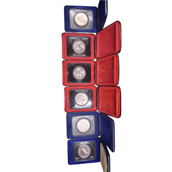 6 vintage Canadian collector coins in cases