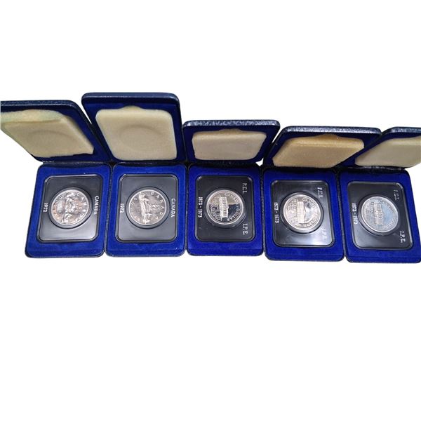 5 vintage Canadian collector coins in cases
