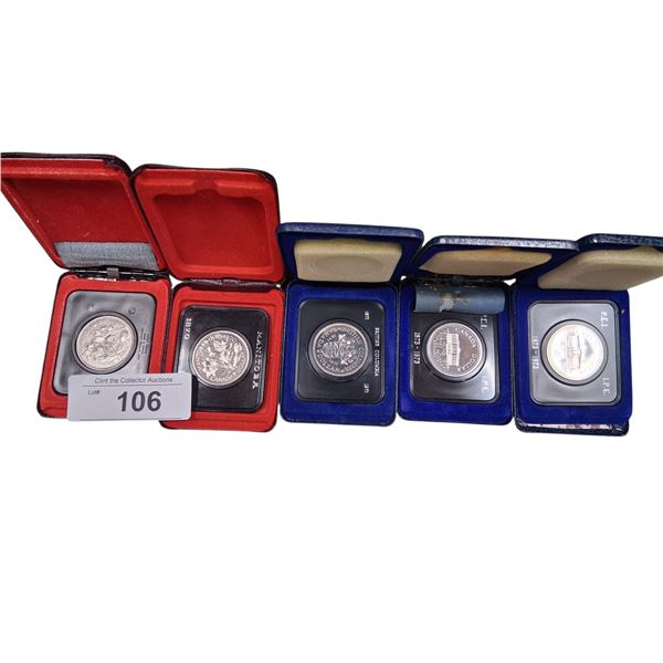 5 vintage Canadian collector coins in cases