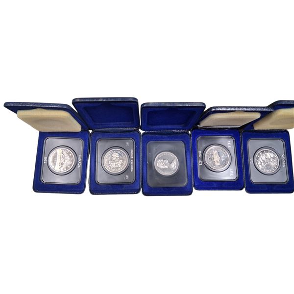 5 vintage Canadian collector coins in cases