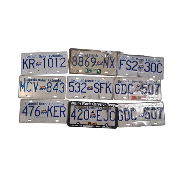 11 BC license plates plus 1 frame