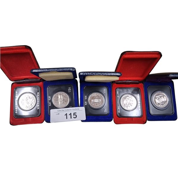 5 vintage Canadian collector coins in cases