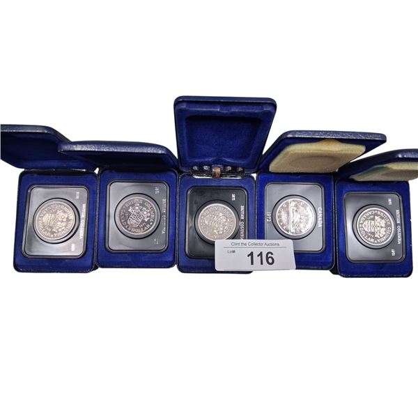 5 vintage Canadian collector coins in cases