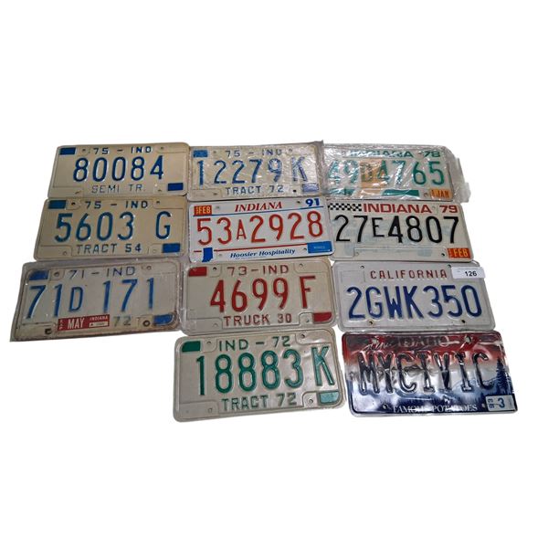 11 vintage US license plates