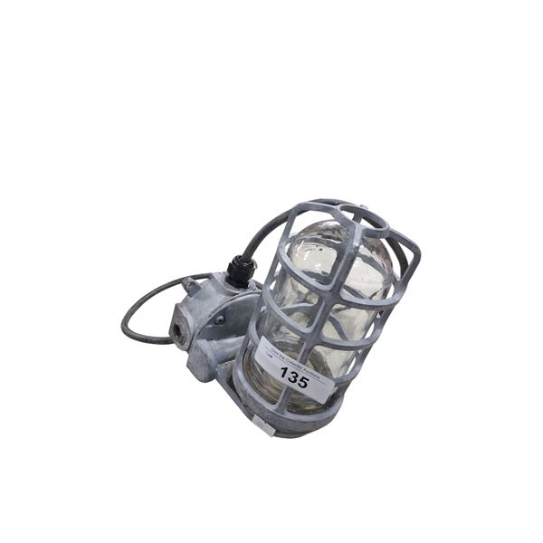 Vintage industrial light with 110 plug, works 8"