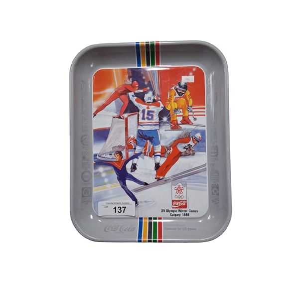 1988 Calgary Winter Olympics Coca-Cola tray 13"x10.5"