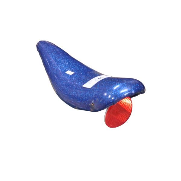 Original 1967 Schwinn Stingray sissy bar style banana seat in metal flake blue, 18"