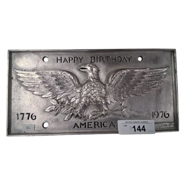 Aluminum USA bicentenial license plate 12"x6"