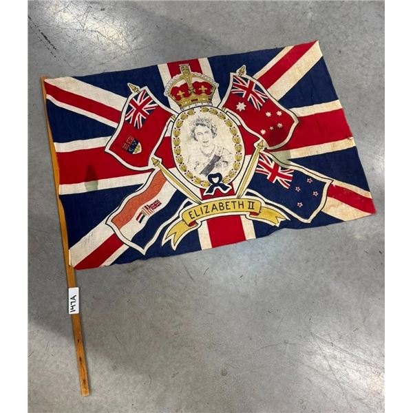 1953 Queen Elizabeth II coronation flag 33"x23"