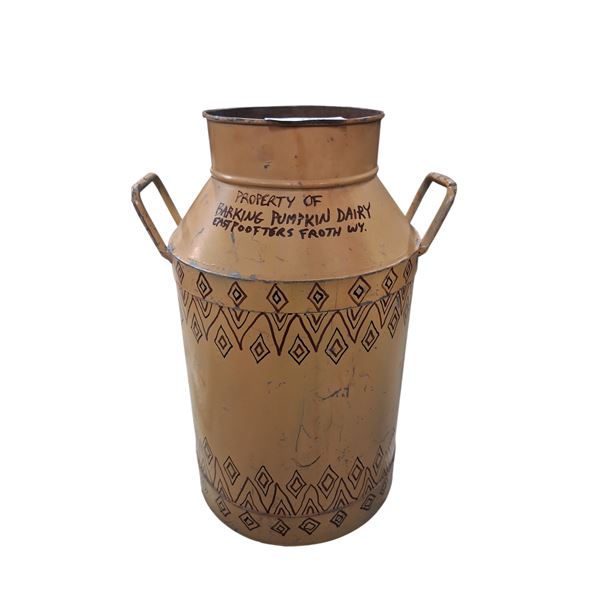 Vintage hand decorated milk can 19" tall